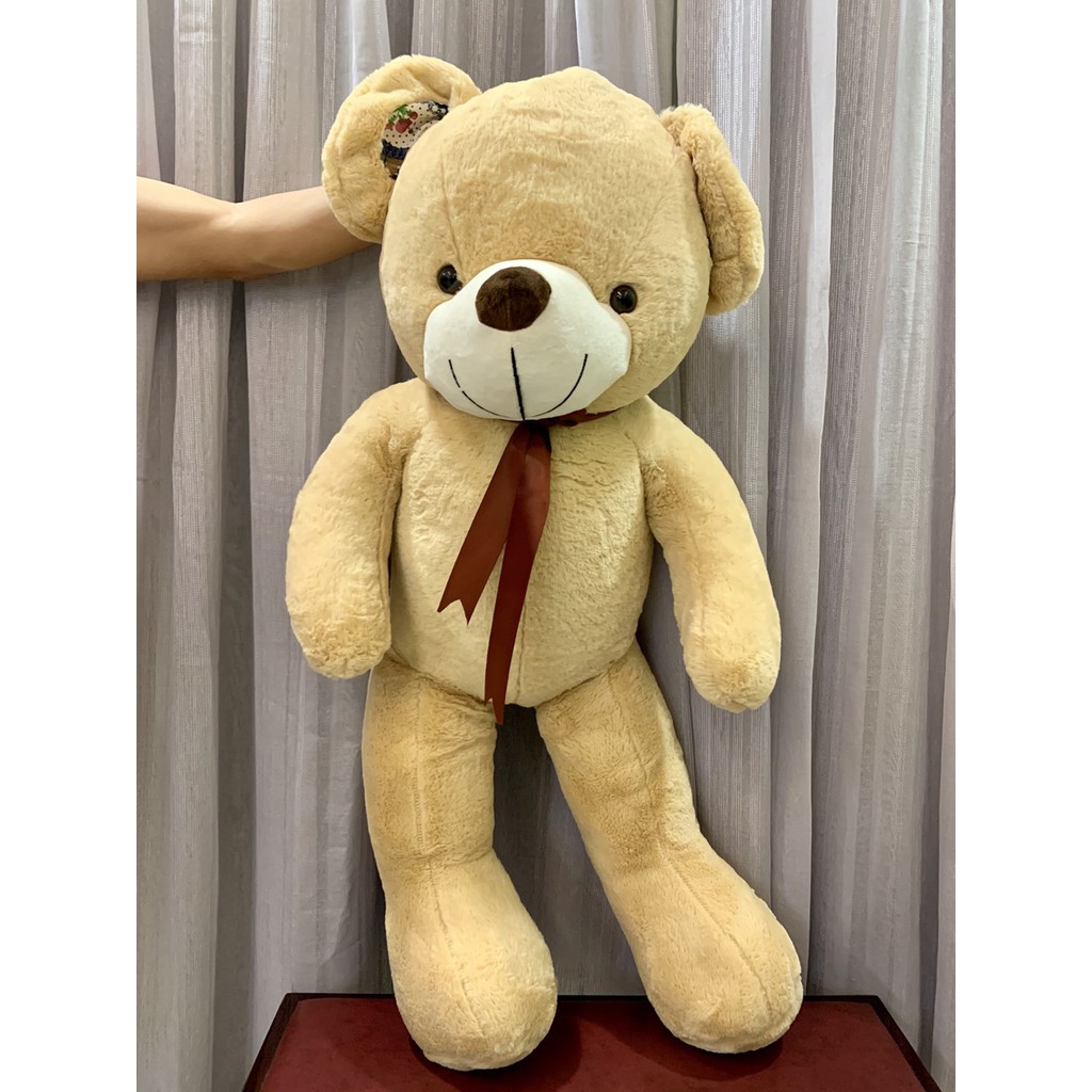 [READY STOCK] 110CM GOLDEN LIGHT BROWN GIANT TEDDY BEAR RIBBON BOW ...