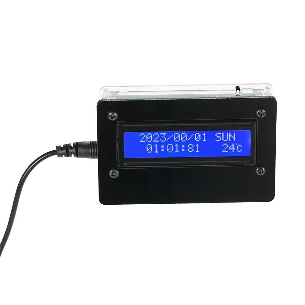 1602 LCD DIY Digital Clock Kit with Acrylic Case Time Temperature Date ...
