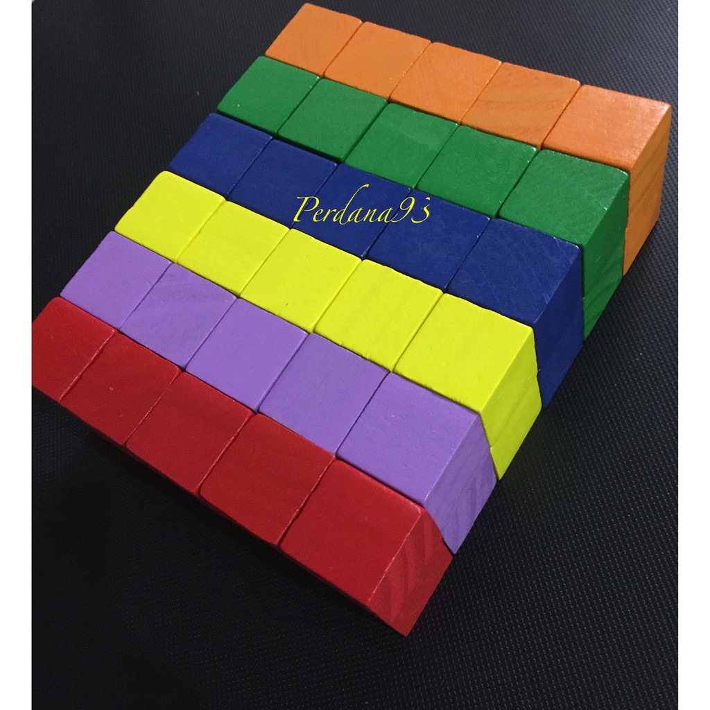 Early and Advanced Maths Learning Wooden Color Square Cubes Building ...