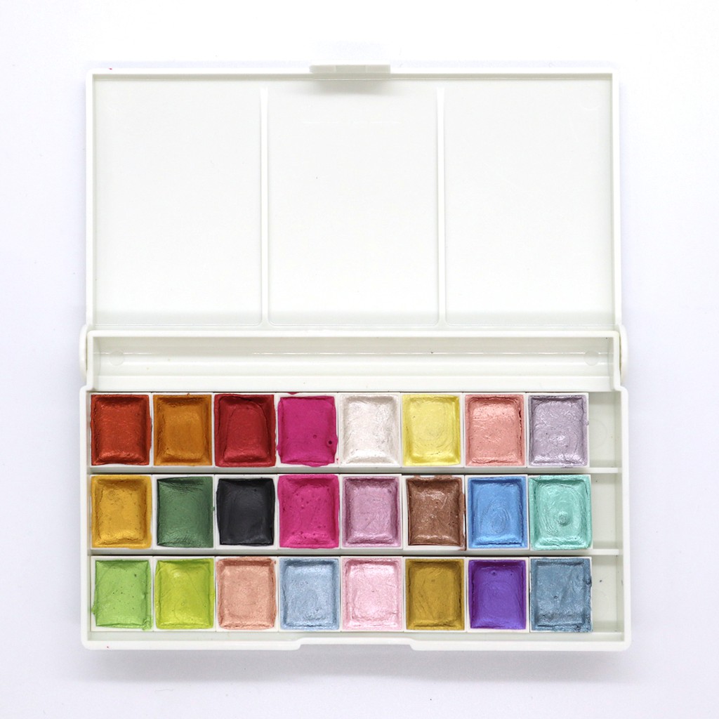 6/12Colors Shimmer Solid Watercolor Paints Set Glitter Pearlescent Nail  Paint Pigment Metallic Glitter Acuarela School