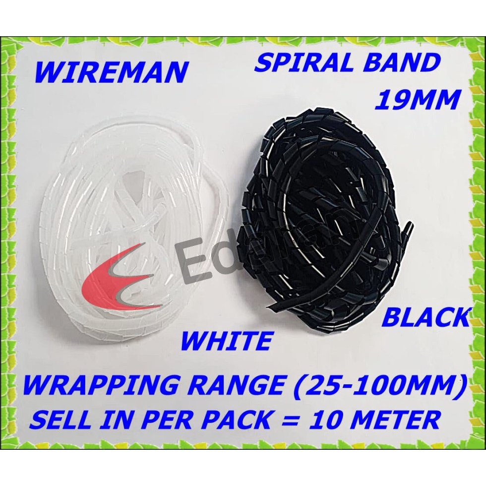 Wireman Spiral Band 19mm 15mm 12mm Black And White Wrapping Range 25 10mm 20 70mm 20