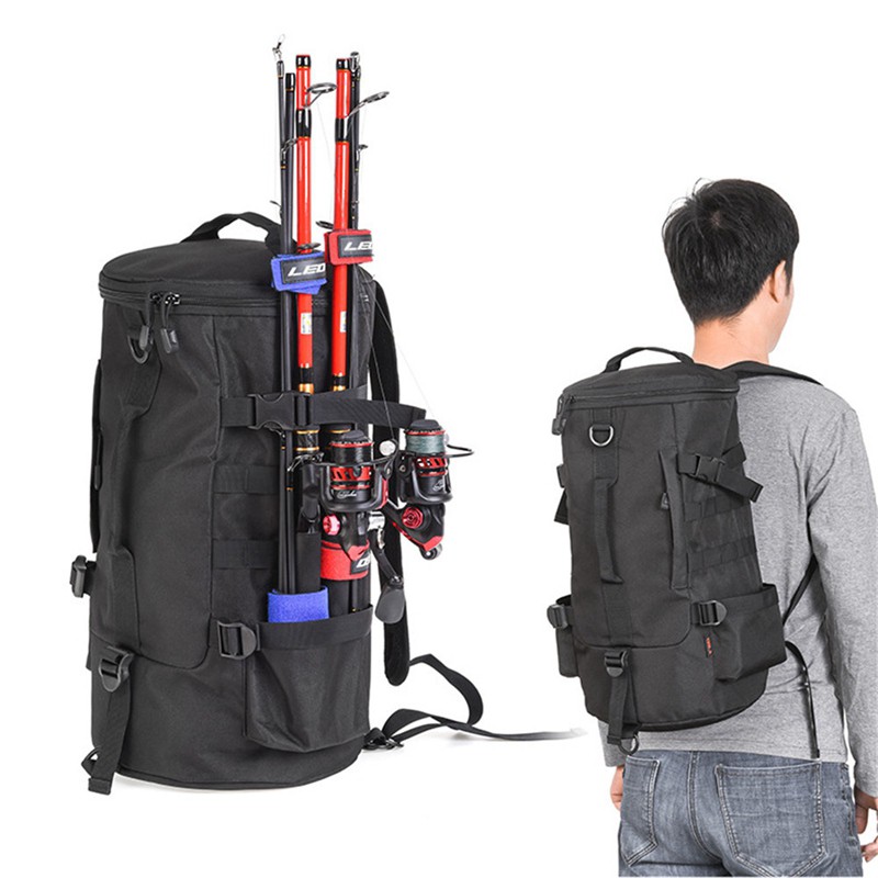 Fishing Bag Portable Backpack Fishing Tackle Storage Rod Holder Tools  Carrier 23L Big Capacity Multipurpose Outdoor Bag