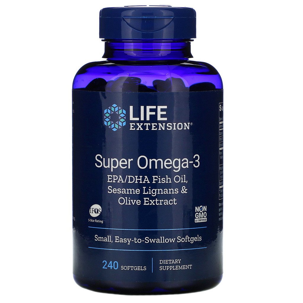 ️Life Extension, Super Omega-3, 240 Softgels (omega 3 fish ool, sesame ...