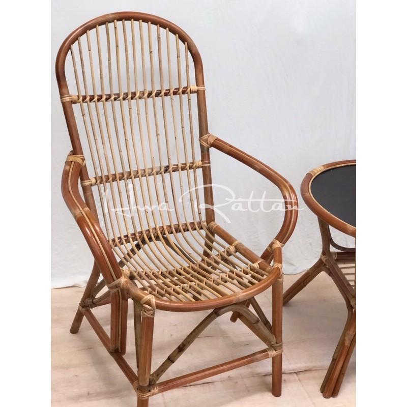 Double handle rattan long chair Kerusi sandar rotan senior elder chair ...
