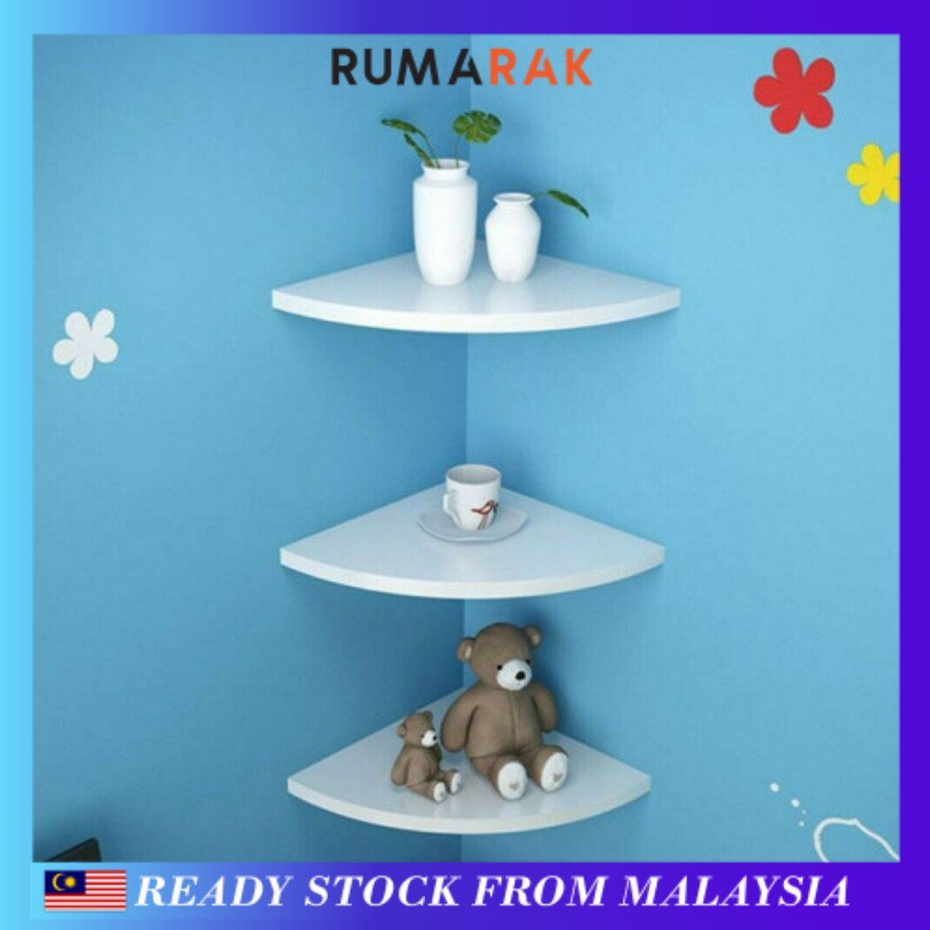 Ready Stock Rak Gantung 3 segi Bucu Dinding Floating Wall Corner Shelve ...