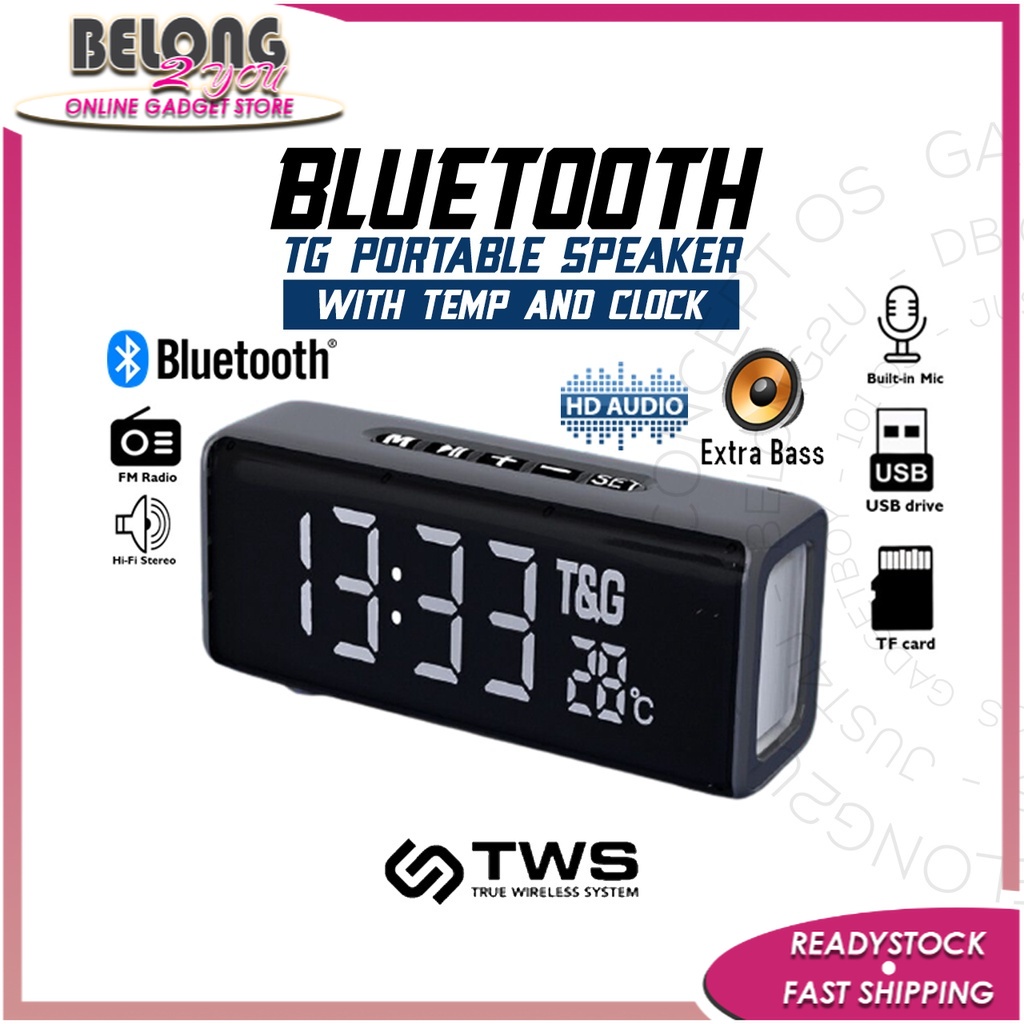 BLUETOOTH COLUMN SPEAKER WITH LED ALARM CLOCK FM RADIO TF MUSIC BOOMBOX SPEAKER MUSIC CENTER FOR