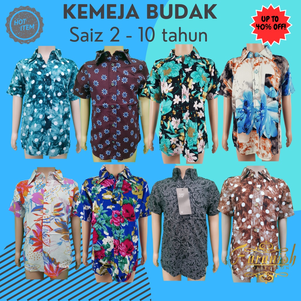 Baju kemeja kanak budak lelaki lengan pendek baju batik saiz 2 tahun