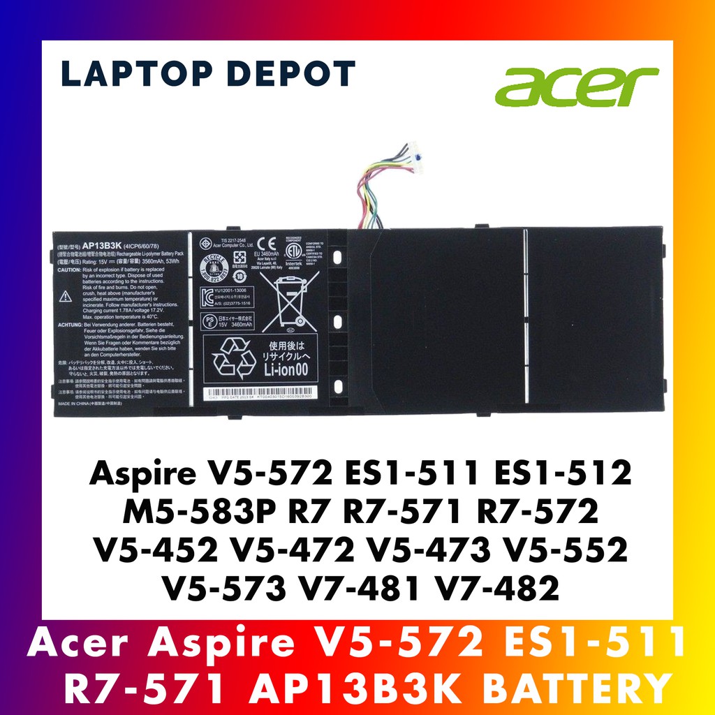 Acer Aspire V5-572 ES1-511 R7-572 AP13B3K AP13B8K Original Replacement ...