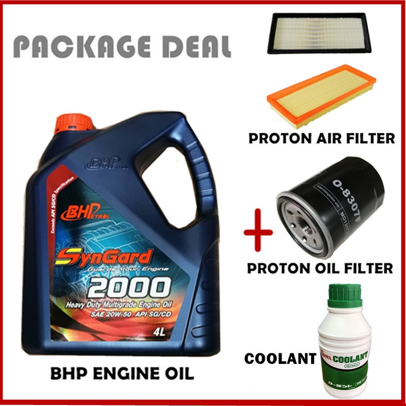 (100% Original Oil)Package - BHP Engine Oil SynGard 2000 + Oil & Air ...