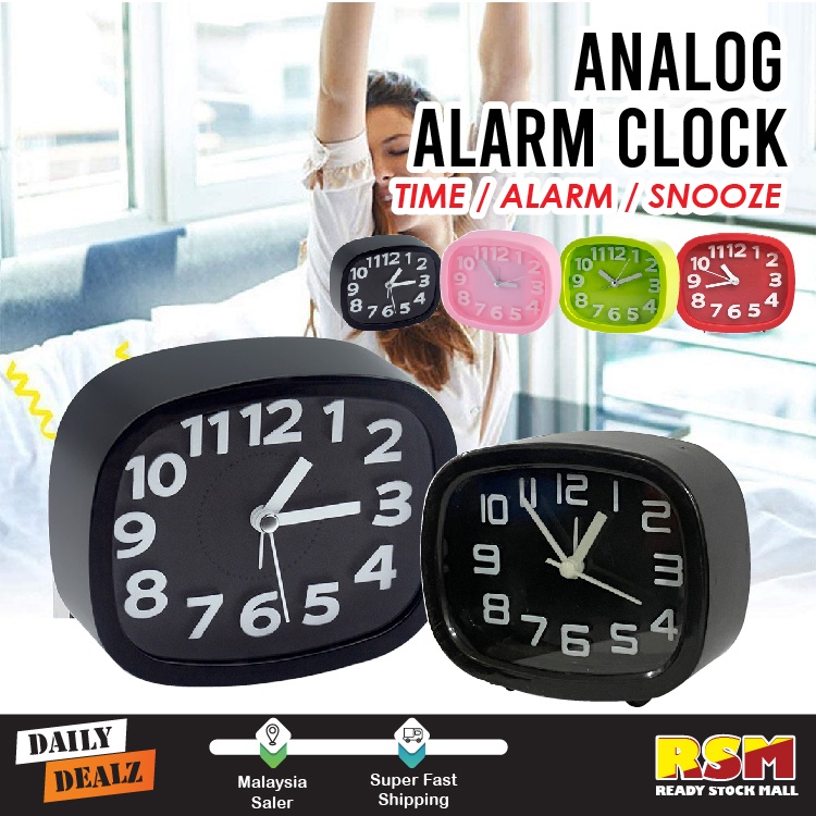 Mini Mute Alarm Clocks Portable Analog Alarm Clock Bedside Desk Table
