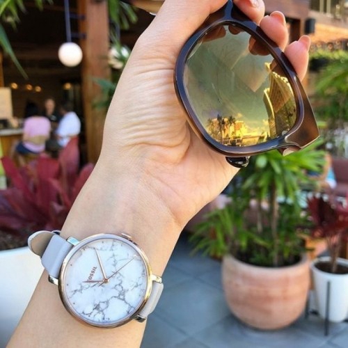 Fossil Women ES4377 Jacqueline Three Hand Mineral Grey Leather Watch Shopee Malaysia