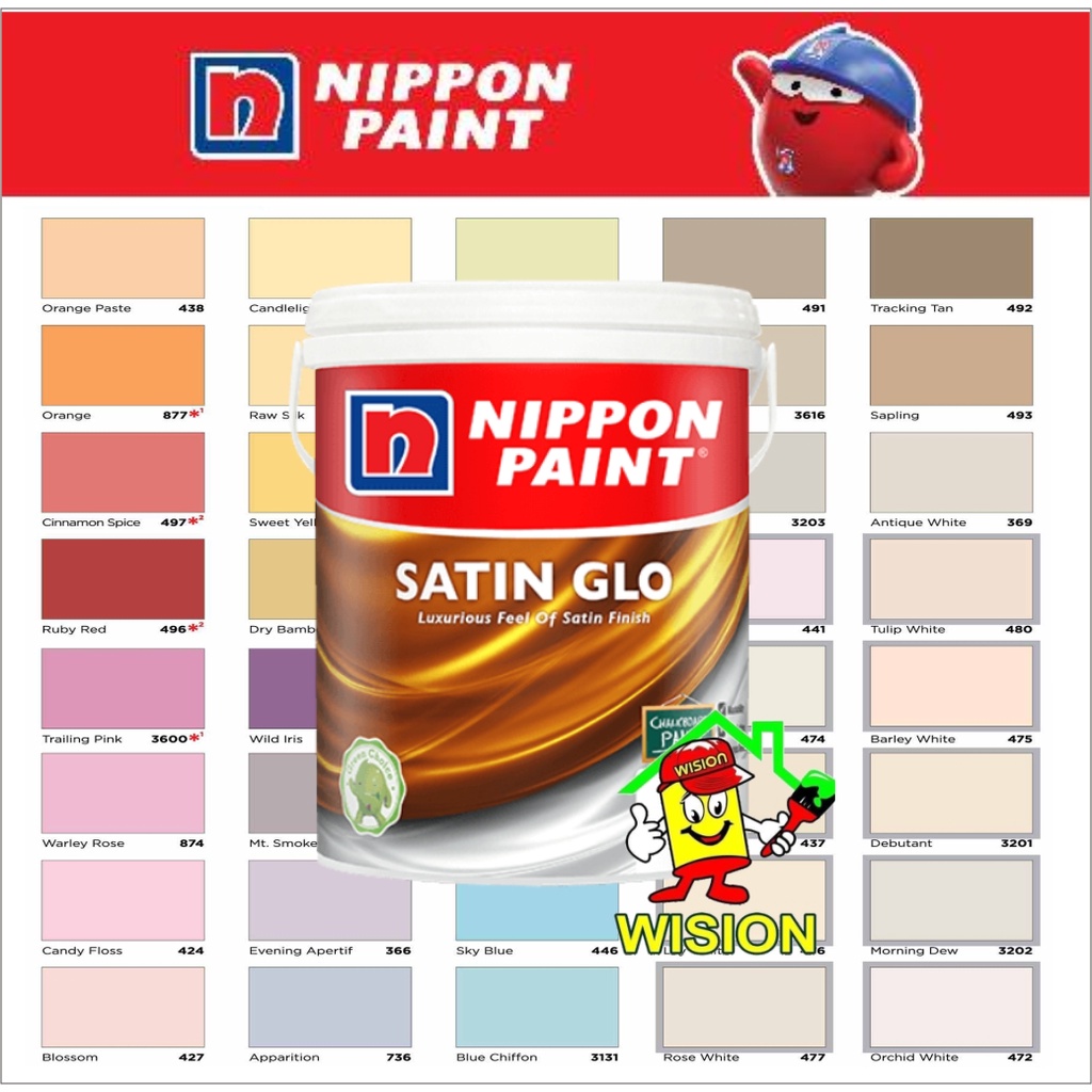 1L NIPPON PAINT SATIN GLO / Interior Paint / Cat Rumah Dalam | Shopee ...