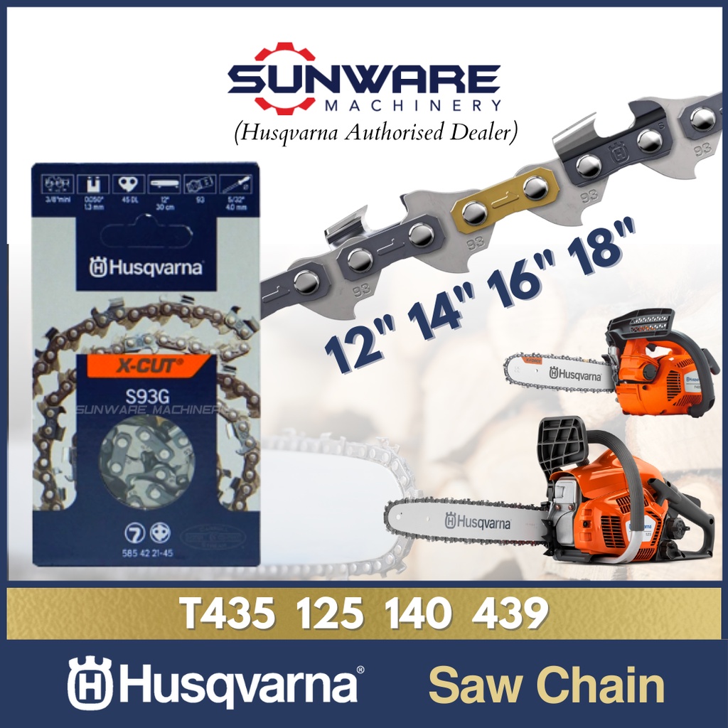 ORIGINAL HUSQVARNA 125 140 T435 Chainsaw Saw Chain Rantai (12/14/16/18 ...