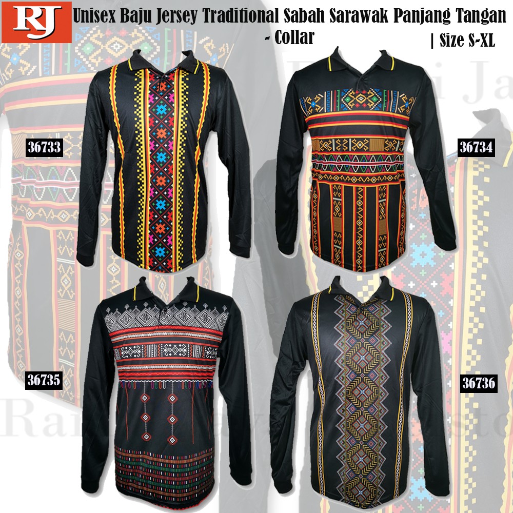 Ready Stock!! Unisex Baju Jersey Tradisional Batik Etnik Sabah Sarawak ...