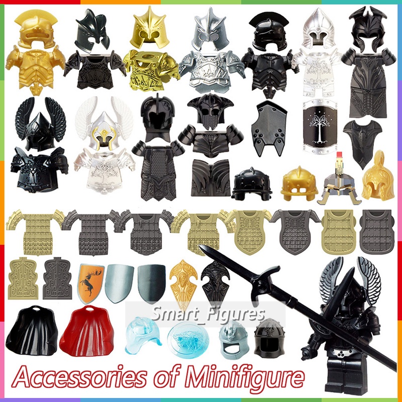 5-Pack Round Eagle Shield Black & White Blocks – Accessories For Minifigures (Gladiator Theme) By MuseBrickArts