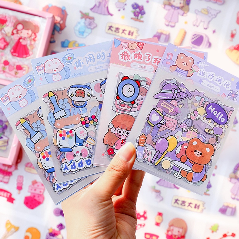 20 Sheets Cartoon Lovely PVC Stickers Girl Mixed-Pattern Deco Stickers ...