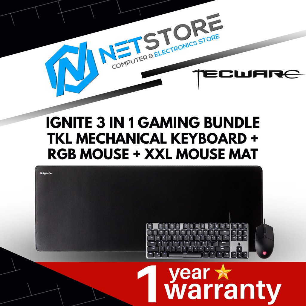 TECWARE IGNITE 3 IN 1 GAMING BUNDLE TKL MECHANICAL KEYBOARD + RGB
