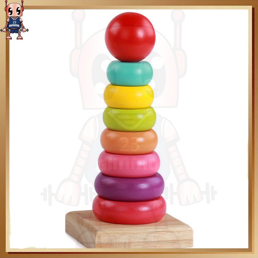 Wooden Toys Club Stacking Ring Set 6 Ring Sensory Baby Stacker Kids Toy ...
