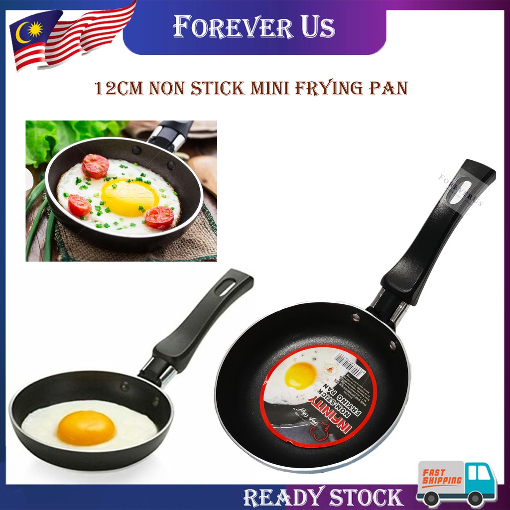 Mini Frying Pan, 12 cm, Iron Pan, Non-Stick Coating, with Handles, for Small Round Breakfast Eggs