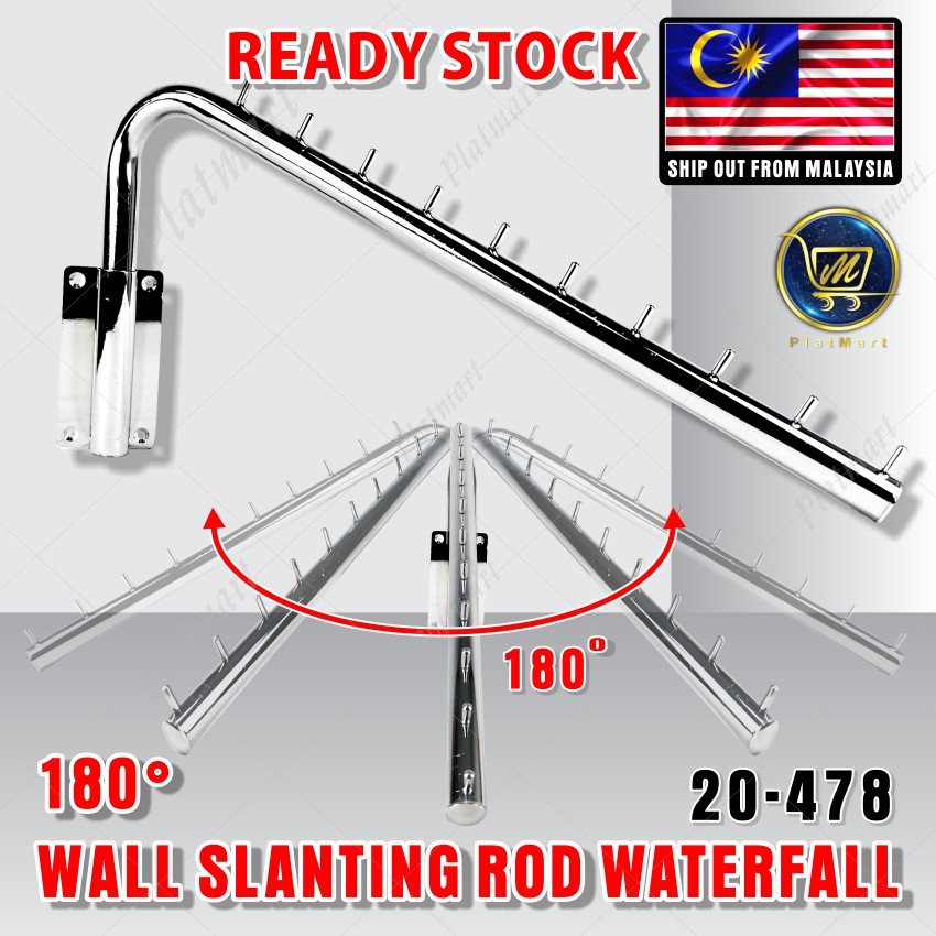 PlatMart - [READY STOCK] 180° WALL SLANTING ROD WATERFALL 180°可旋转墙式挂钩 ...