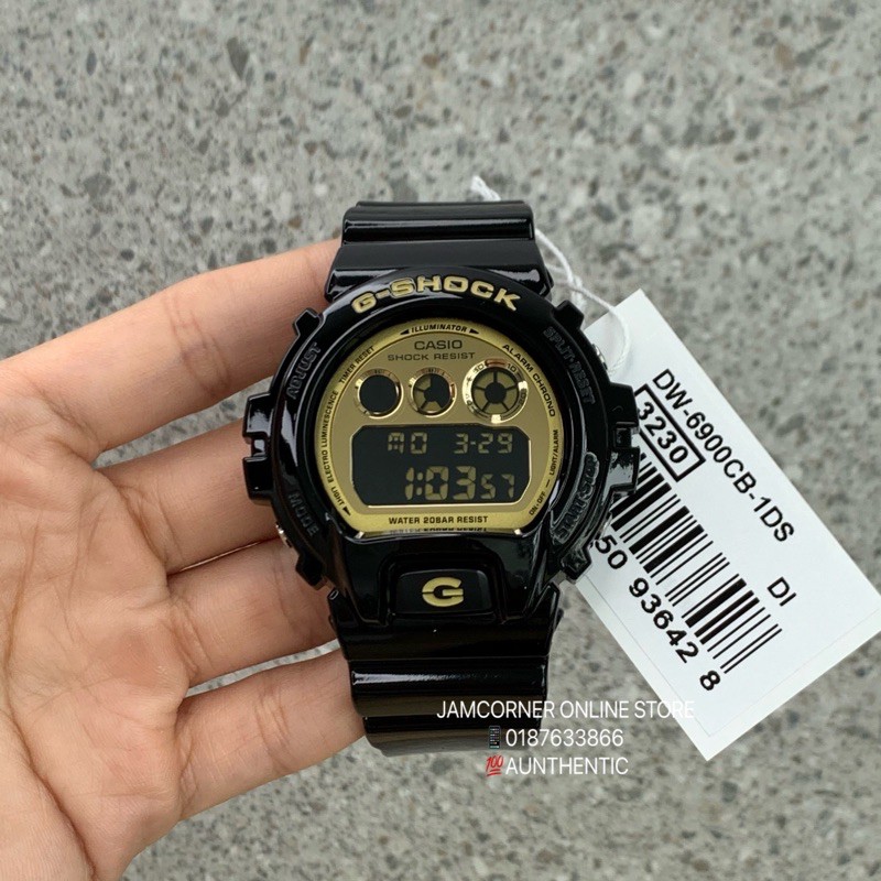 100%ORIGINAL CASIO G-SHOCK DW-6900CB-1 Black Gold GLOSSY RESIN BAND