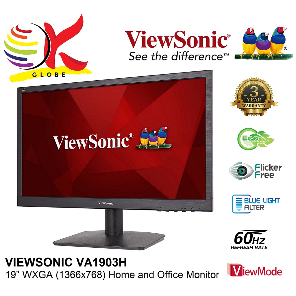 VIEWSONIC 19" VA1903H LED FLAT HD READY (1366x768 @ 60Hz) TN LCD ...