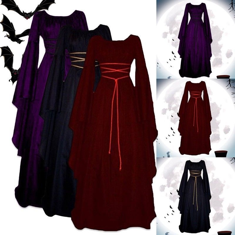 Vintage Womens Medieval Dress Victorian Renaissance Gothic Gown Costume ...