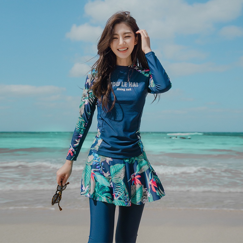 Swimming Suit 3 Pieces Women Surf Long Sleeves Swimwear Skirt Muslim Swimsuit Wet Suit Beachwear Swimsuit Shopee Malaysia