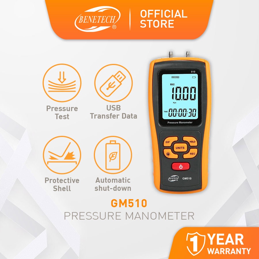 Benetech Gm510 Digital Lcd Display Pressure Manometer   Gauge 