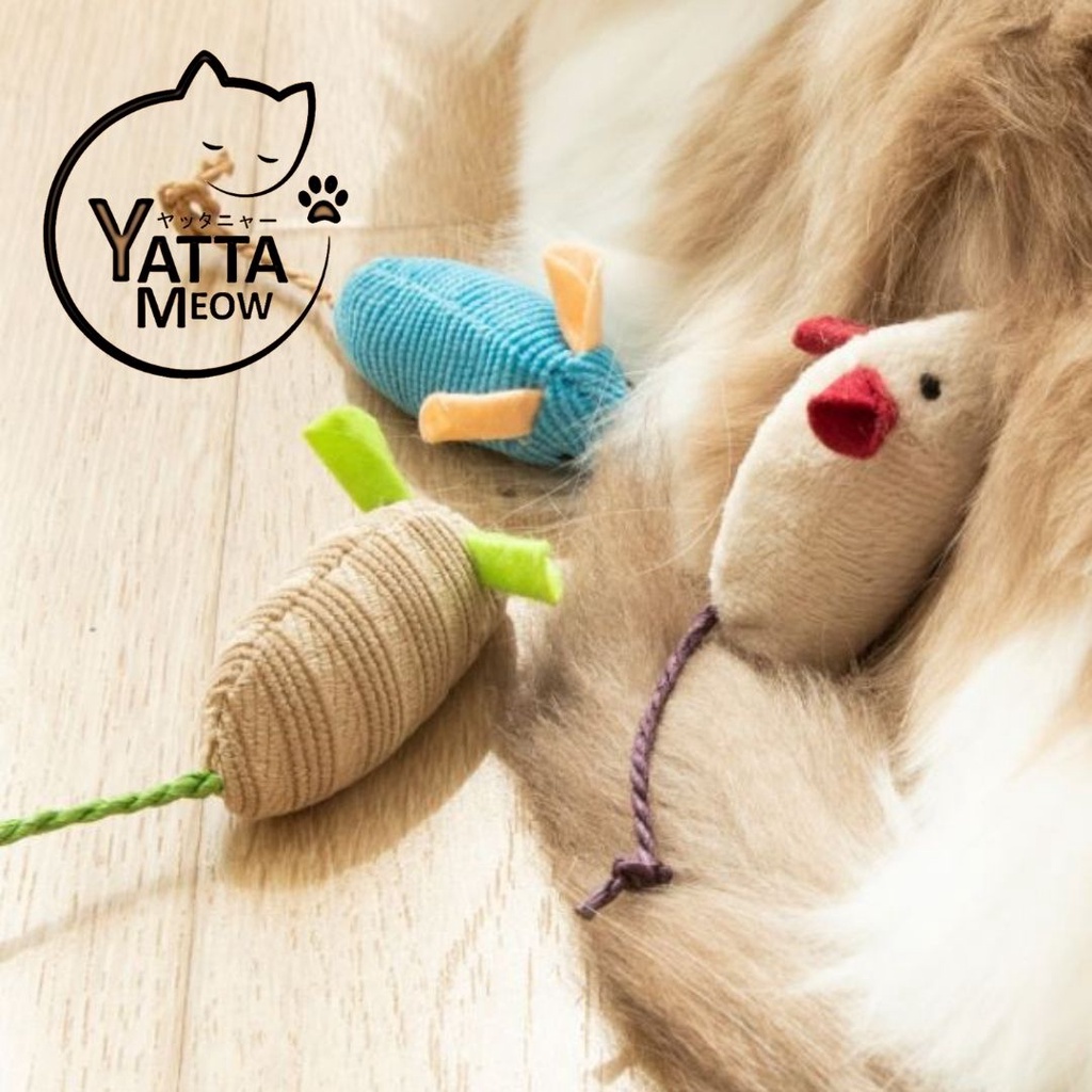 PABYNANA Cotton Mouse Pattern Cat Toy with Tail Cat Teaser Tikus Mainan ...