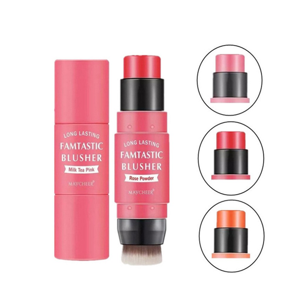 Doubleend Face Blusher Stick With Brush Head Moisturizing Skin Colour Soft and Smooth Shopee