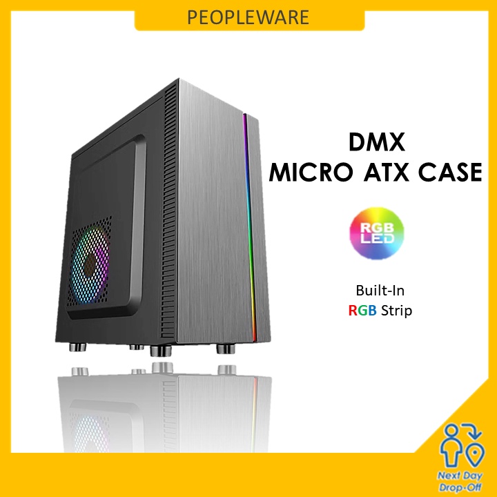 DMX MICRO ATX TOWER CASE DMX WITH BUILT IN RGB STRIP FRONT PANEL ...