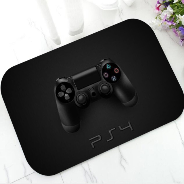 Cool Black Playstation Controller Buttons Gaming Doormat Video