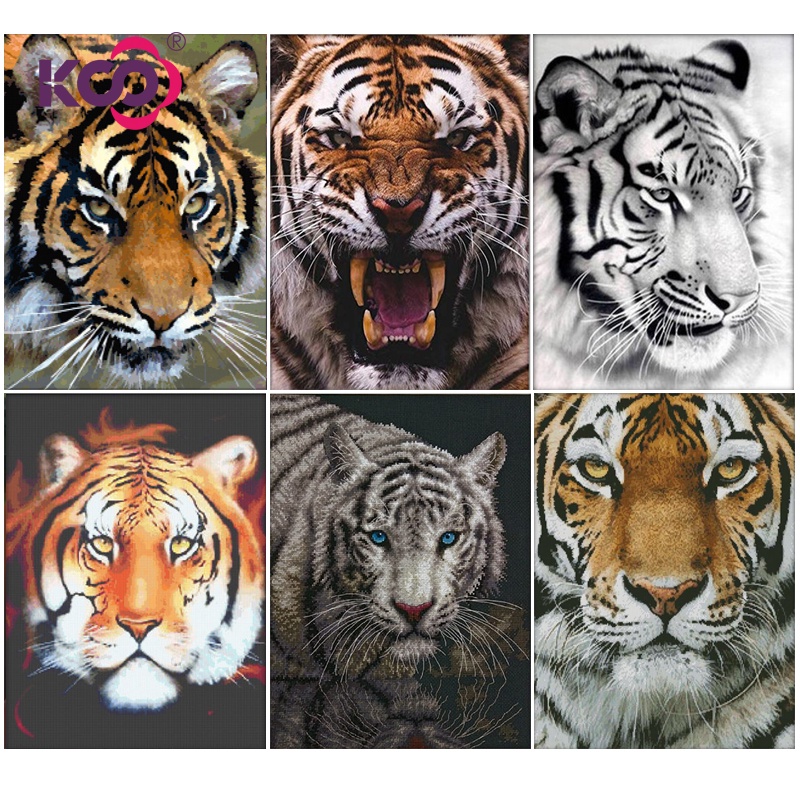 KS Diamond Painting Tiger Head Ferocious Animal Home Decoration Mural ...