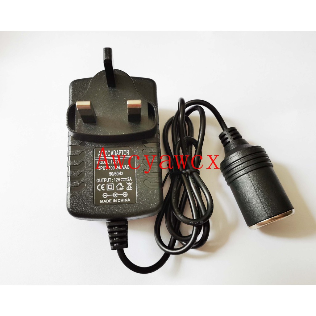 UK Plug 220V to 12V 2A Portable Car Cigarette Lighter Socket Adapter Plug  Using in House UK Type