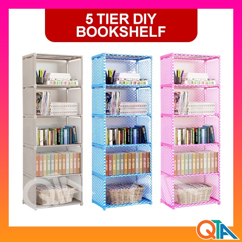 5 Tier DIY Bookshelf Korean Style Bookshelf Rak Buku Murah 5 Tingkat