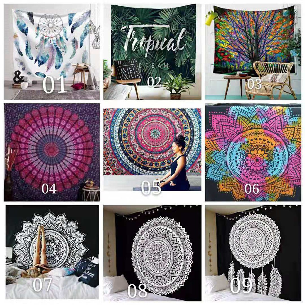 Big size chic bohemia mandala back ground floral carpet wall hanging tapestry for wall Shopee Malaysia