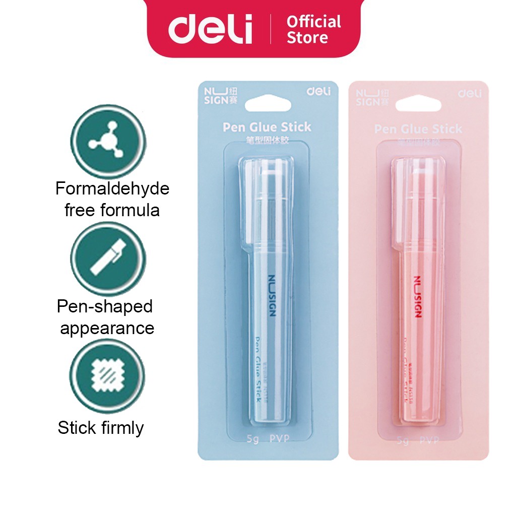 Deli Pen Glue Stick NS138 Nusign Series 5g Blue & Pink Stick Strong