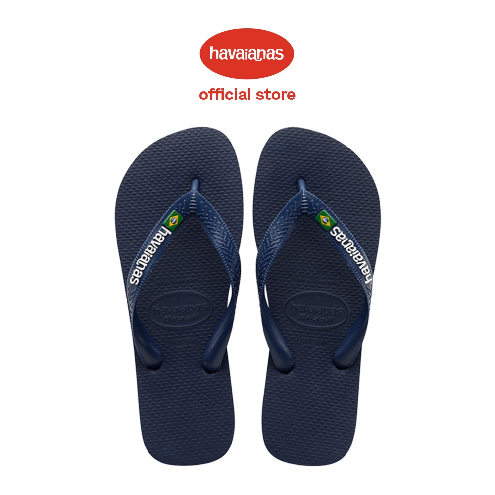 Havaianas Unisex Brasil Logo Flip Flops Navy Blue Shopee Malaysia