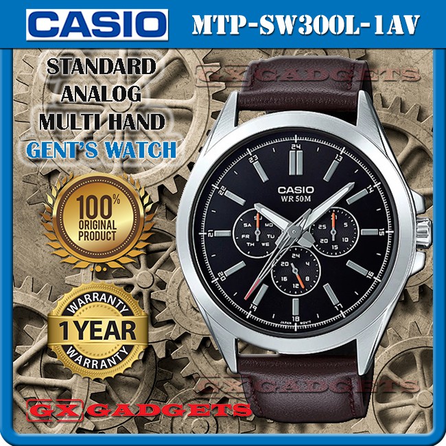 CASIO MTP SW300L 1AV STANDARD ANALOG GENTS WATCH MULTI HAND SWEEP SEC MTP SW300