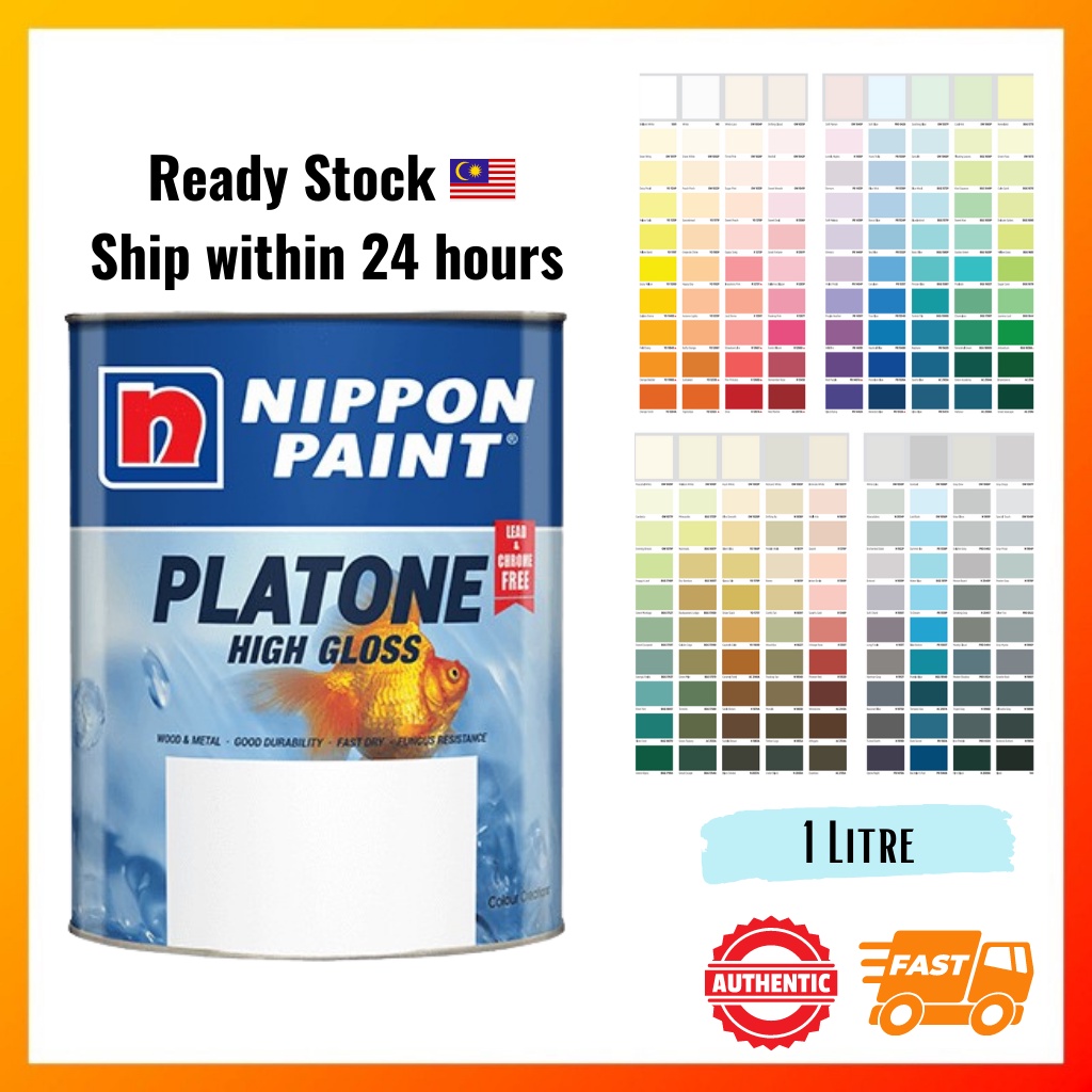 1L Nippon Paint Platone High Gloss Paint Wood & Metal Paint Cat Kayu ...