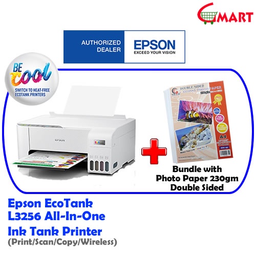 Epson L3256 Color Ink Tank Printer Printscancopywireless Photo Paper 230gm Double Sided 9738