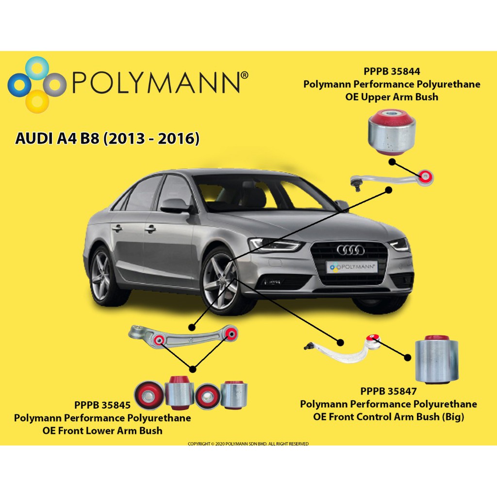 Polymann Audi A4 B8 (2008 2013) Complete Arm Performance Polyurethane