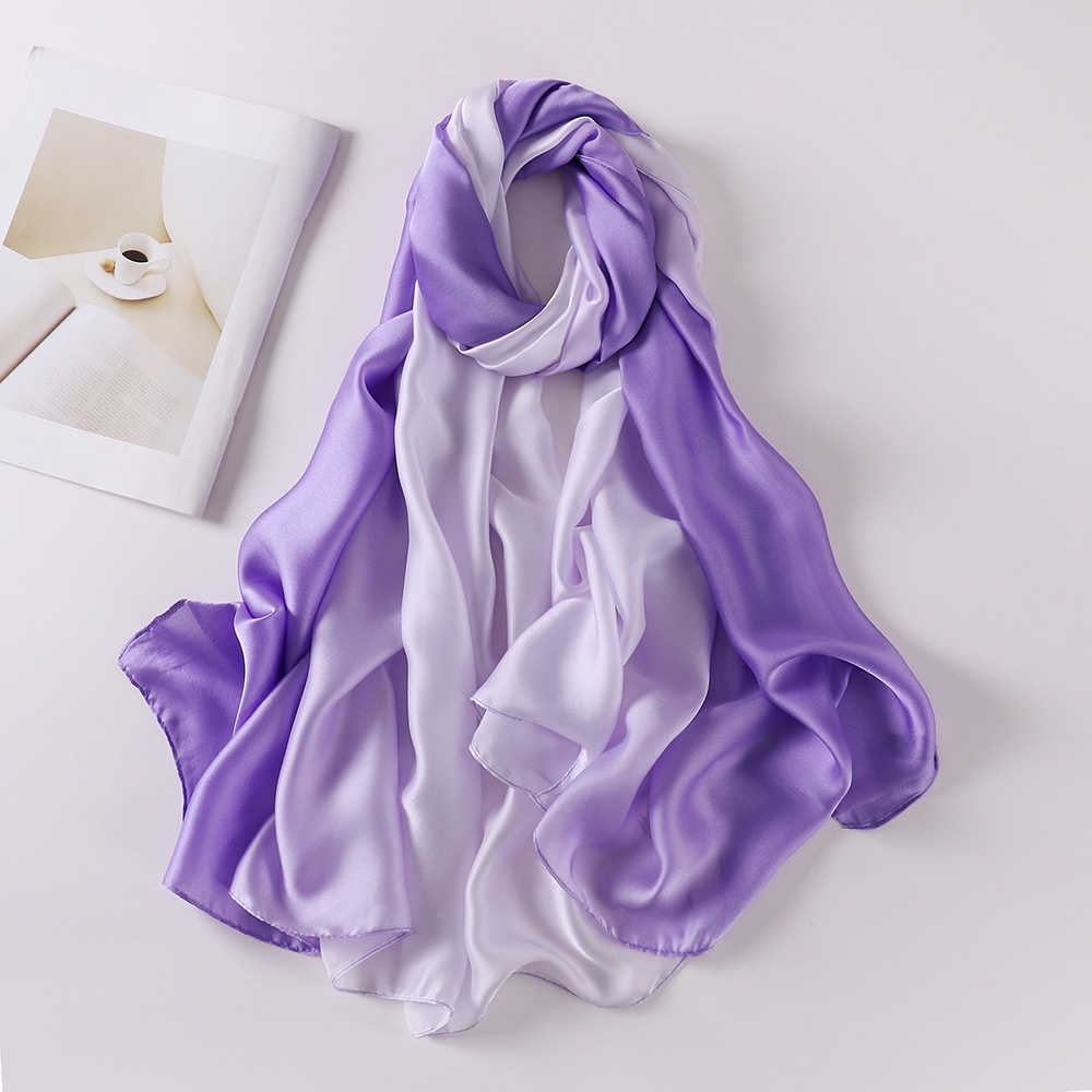 Jifang Gradient Colors Silk Scarf 2 Colors Satin Silk Long Pasmina ...