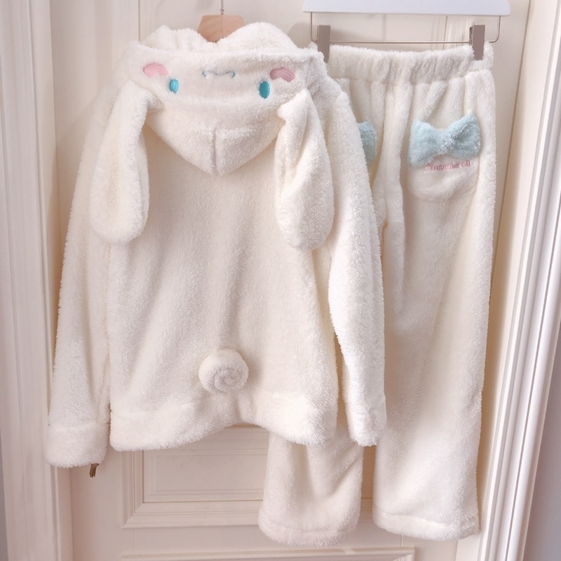 READY STOCK 1set Cosplay Cinnamoroll Sweatshirt Two Piece Pajama Coral ...