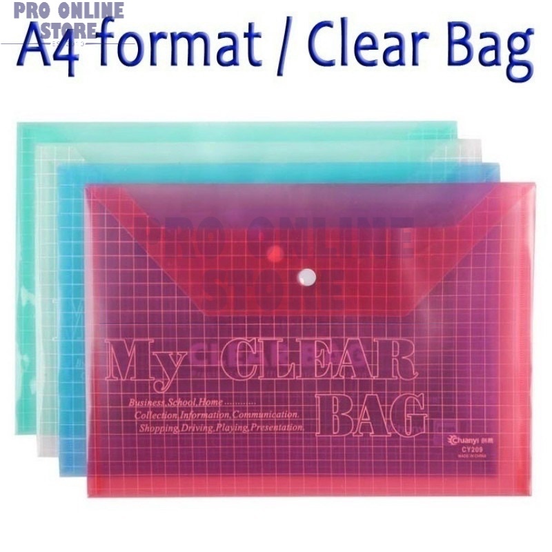 A4 PVC Clear File With Button (Random Color) | Shopee Malaysia