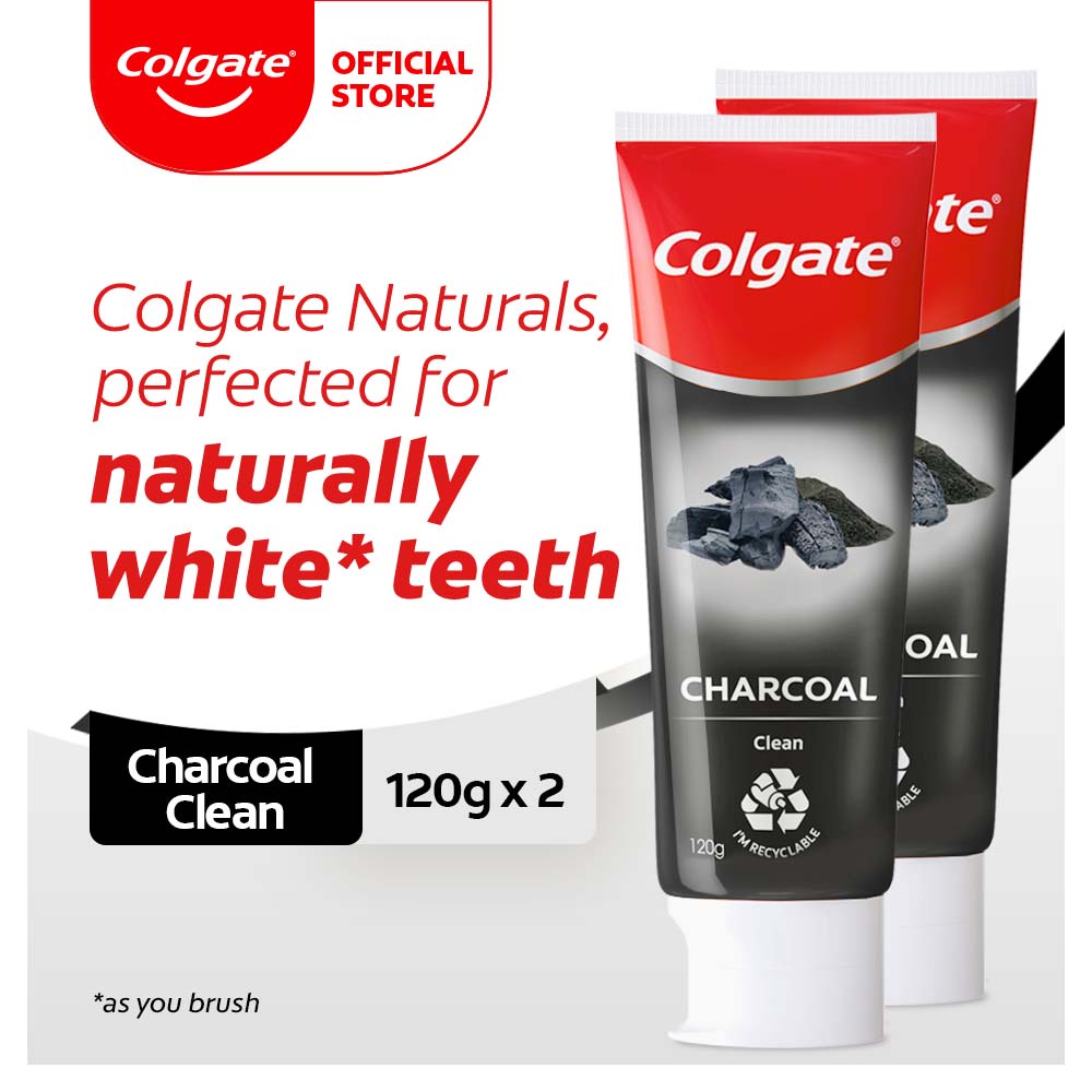 Colgate Naturals Pure Clean Charcoal Toothpaste 120g X 2s 