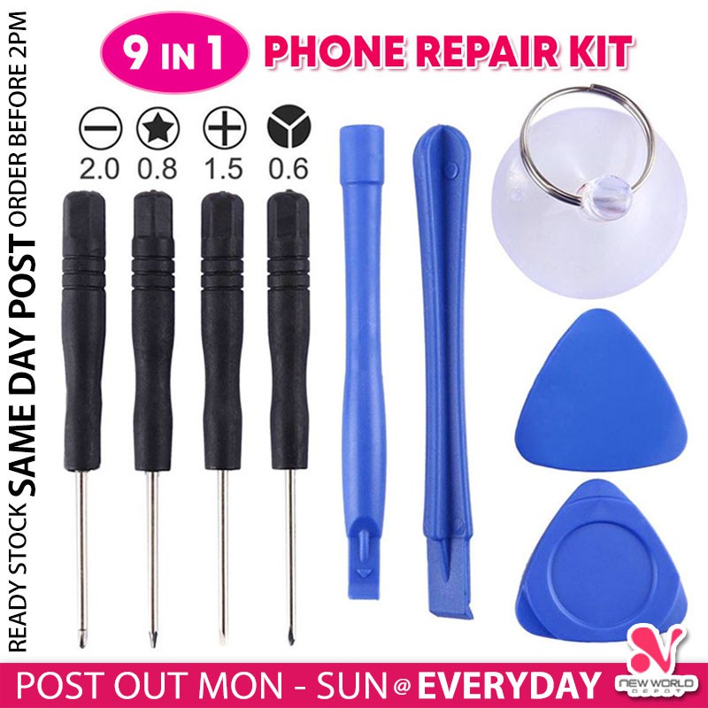 𝗙𝗨𝗟𝗟 𝗦𝗘𝗧 》9 In 1 Mobile Phone Repair Tools Kit Screwdriver Hardware Set ...