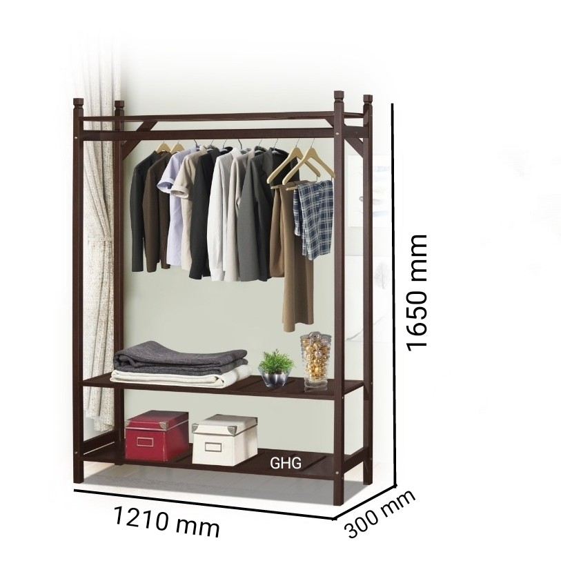 Wood Hanger Ikeamodern Bamboo Coat Rack With 3 Hooks - Heavy Duty Garment  Stand For Home