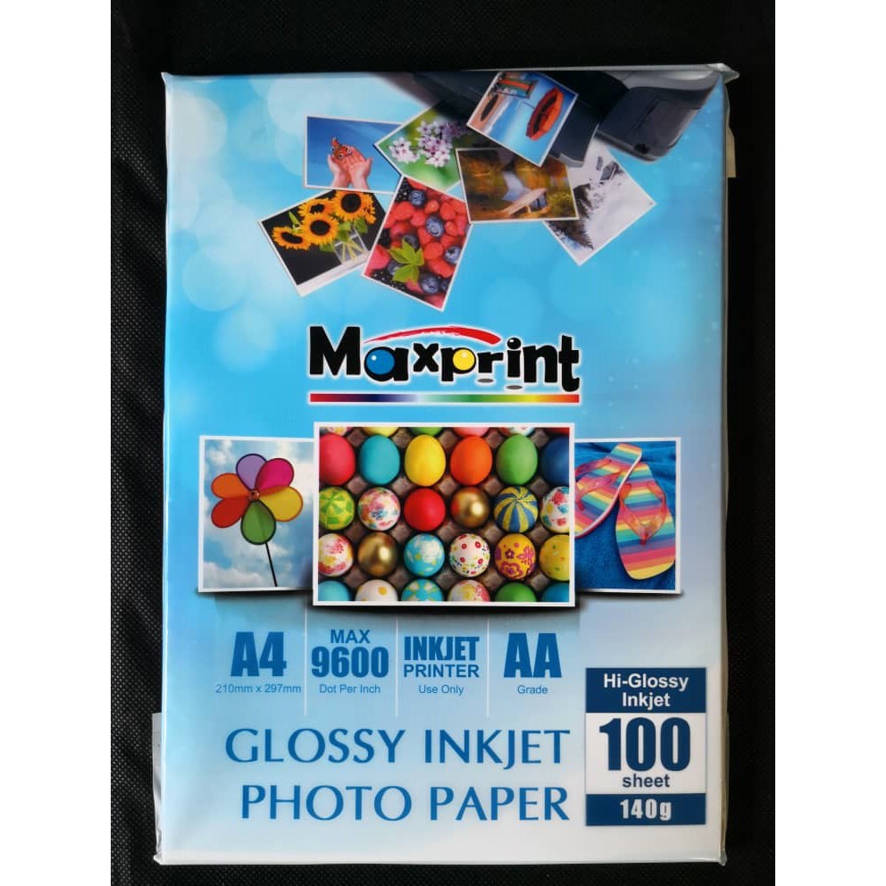 Maxprint 140gsm A4 Glossy Inkjet Photo Paper / Kertas Foto | Shopee ...